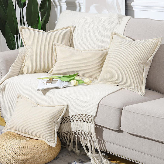 Μαξιλάρι Καναπέ από Βελούδο Beige 45x45εκ.