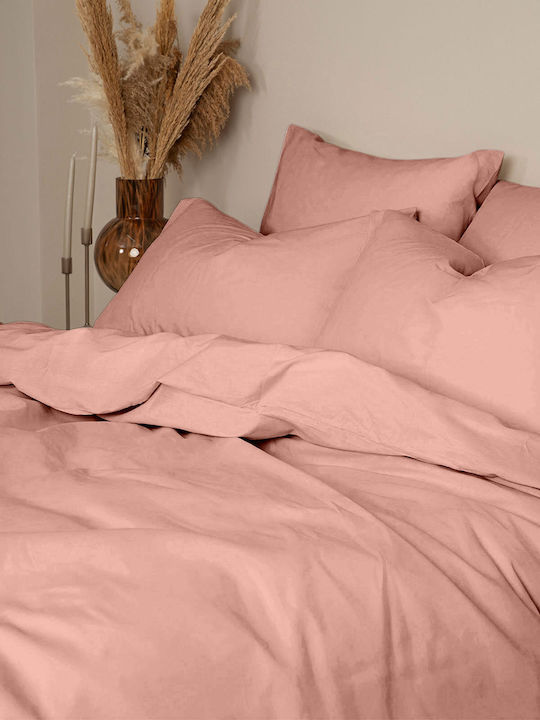 Sunshine Cotton Feelings 116 Подредба Чаршафи Двуместни с Еластична Лента 150x205+30см Светлорозови 4 Бройки