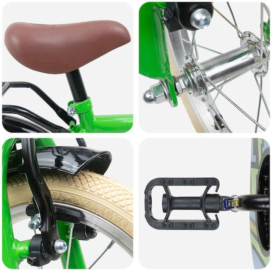 vidaXL 14" Kids' Bicycle BMX Green