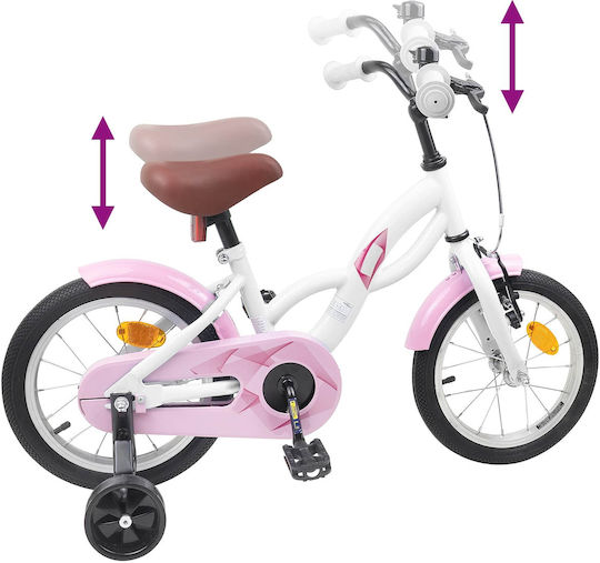 vidaXL Bicicletă Copii BMX Albă 14"