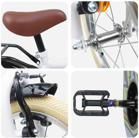 vidaXL Bicicletă Copii BMX Albă 14"