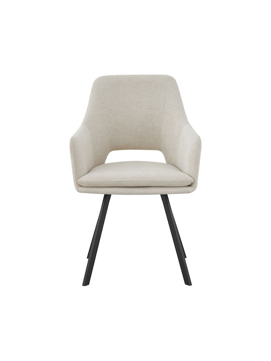 Nordo Metallic Dining Armchairs Cream 2pcs 56x58x85cm