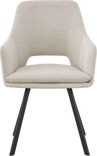 Nordo Metallic Dining Armchairs Cream 2pcs 56x58x85cm