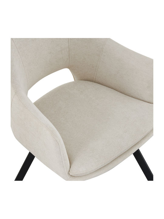 Nordo Metallic Dining Armchairs Cream 2pcs 56x58x85cm