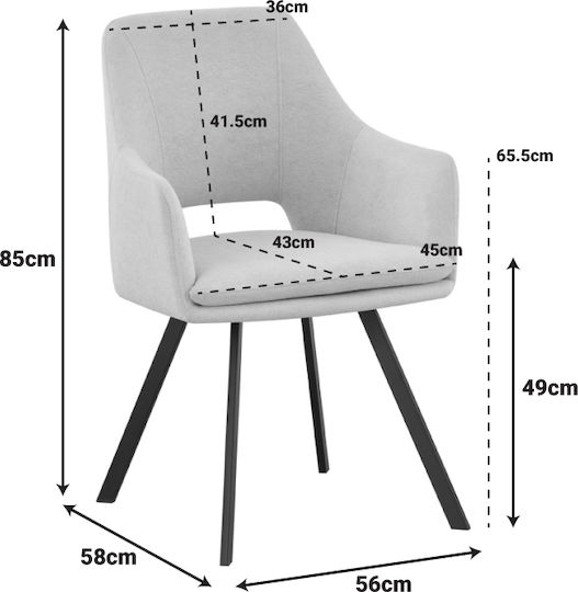 Nordo Metallic Dining Armchairs Cream 2pcs 56x58x85cm