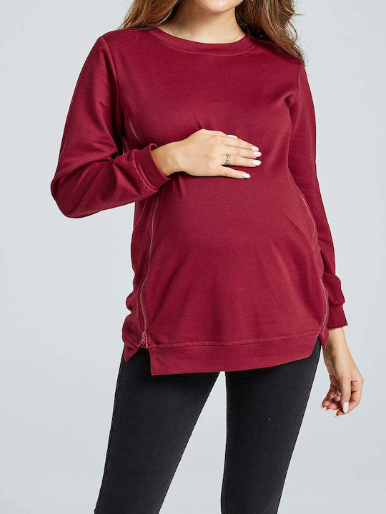 Queen Mother Sweatshirt Maternity Tops Burgundy