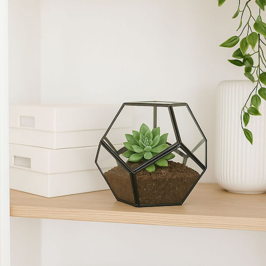 Relaxdays Διακοσμητικό Βάζο Γυάλινο Μαύρο 14x12xΥ14cm
