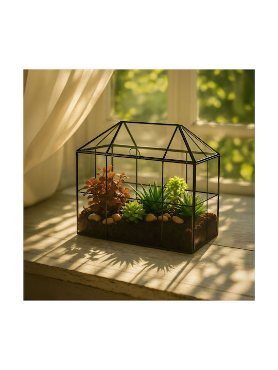 Relaxdays Διακοσμητικό Βάζο Γυάλινο Μαύρο 27x15xΥ30cm