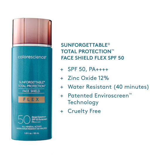 Colorescience Sunforgettable Total Protection Face Shield Flex Mineral Mineral Αδιάβροχη Αντηλιακή Κρέμα Προσώπου SPF50 με Χρώμα Tan 55ml
