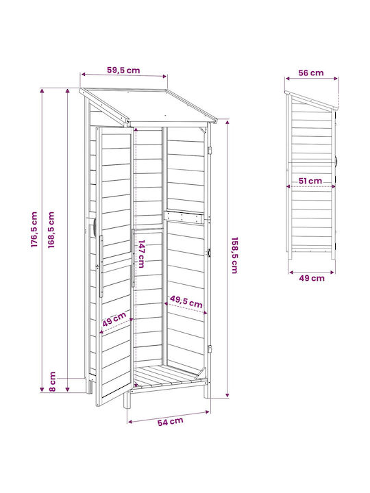 Hölzernes Gartenhaus M0.595xP0.56xH1.765m