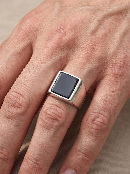Kiriakos Gofas Men's Ring with Zircon from Silver