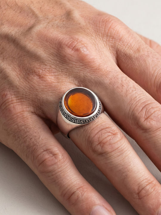 Kiriakos Gofas Men's Ring with Zircon Made of Silver