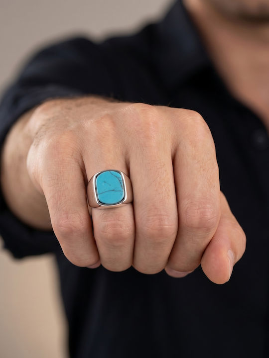 Kiriakos Gofas Men's Ring with Stones Silver