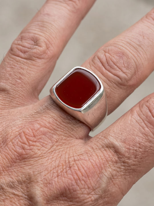 Kiriakos Gofas Men's Ring with Zircon Made of Silver