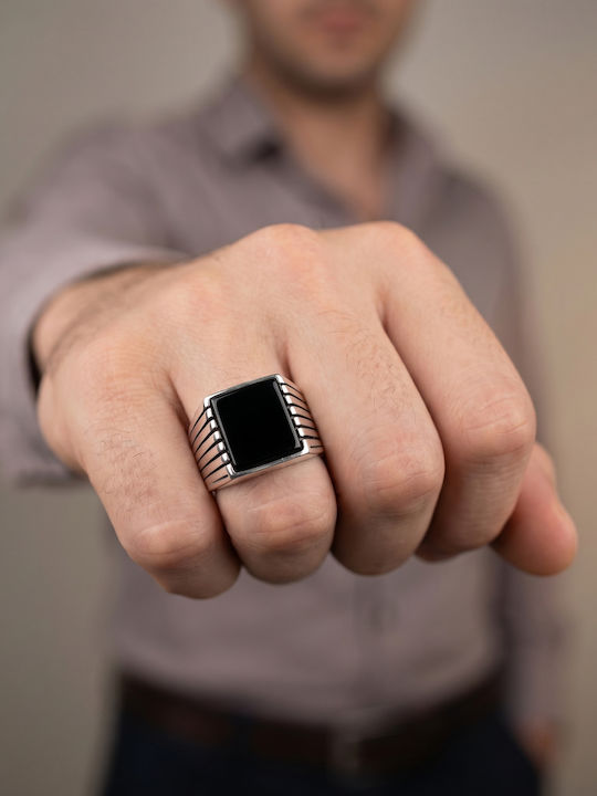 Kiriakos Gofas Men's Ring with Zircon Silver