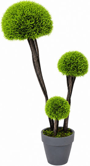 Τεχνητό Διακοσμητικό Δέντρο Topiary 3 Σφαίρες Γλάστρα 1.2m Μοντέρνο Πράσινο Φυτό Εσωτερικού & Εξωτερικού Χώρου