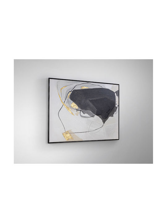 Rasgos Ii Acrylic Canvas Painting 75x100 Black Frame White Grey Ecru Gold