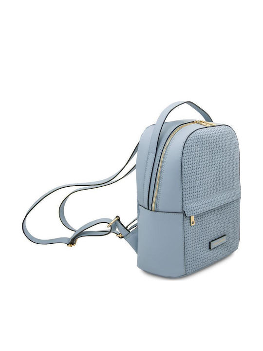 Leather Women's Backpack Shoulder Bag Light Blue