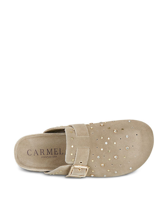 Carmela Footwear Дамски Кожени Анатомични Сабо Бежови