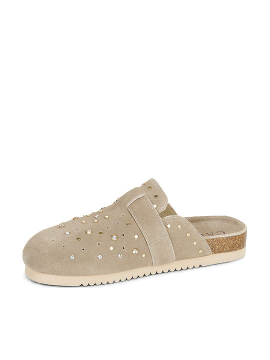 Carmela Footwear Дамски Кожени Анатомични Сабо Бежови