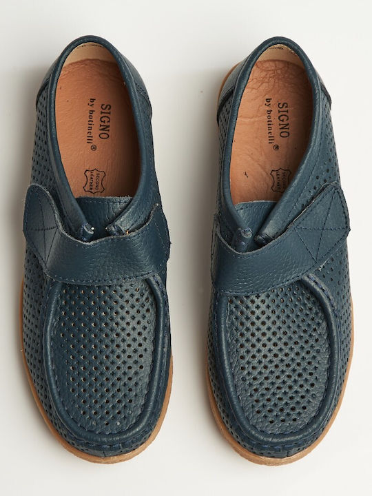 Leder Damen Mokassins in Marineblauer Farbe