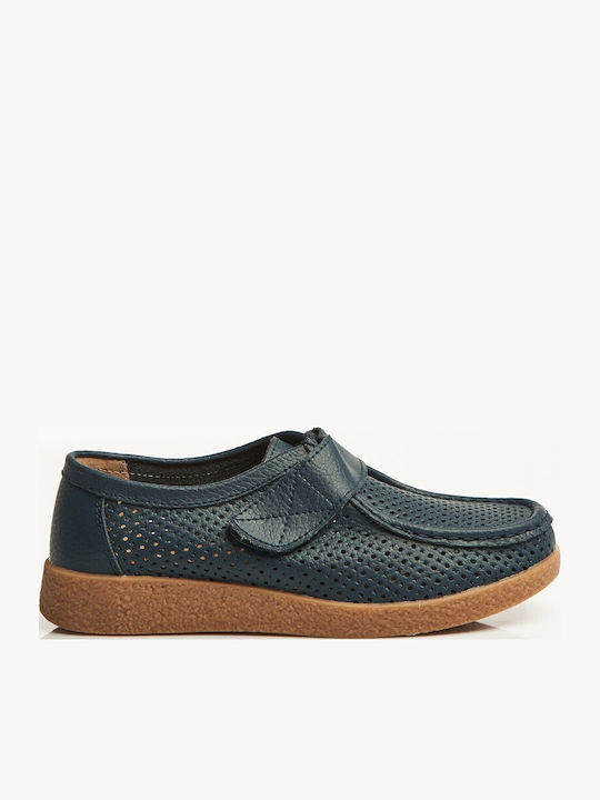 Leder Damen Mokassins in Marineblauer Farbe