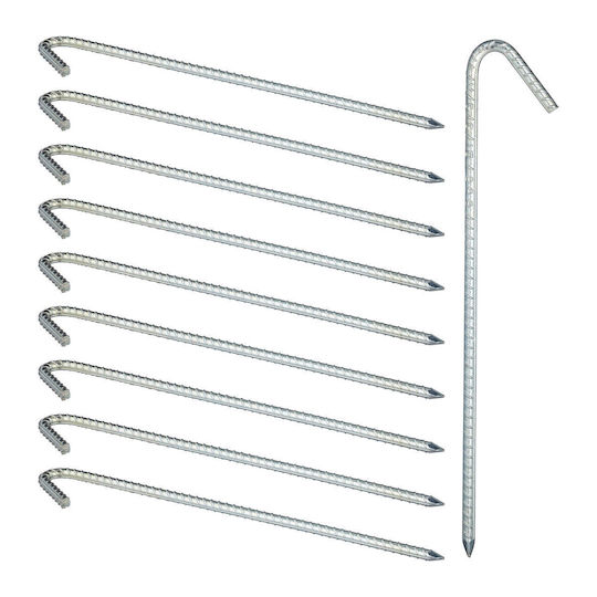 Relaxdays XL Set 10 Bodenanker Silber 39x1x6,5 cm