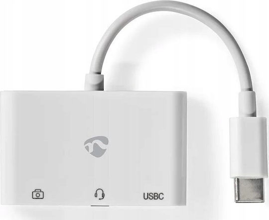Nedis Hub 2 Ports USB 2.0 with USB-C / USB-A Connection White