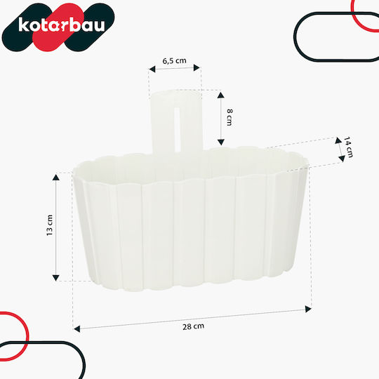 Kotarbau Set 4 Ghivece De Flori Din Plastic Rustic Alb