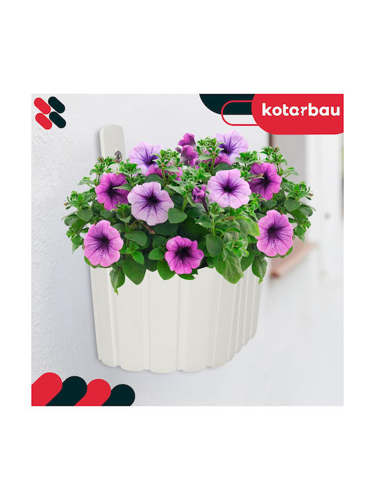 Kotarbau Set 4 Ghivece De Flori Din Plastic Rustic Alb