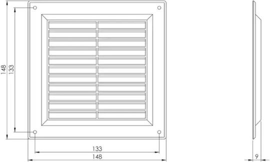 Europlast Vent Louver 15x15cm Square With Sieve
