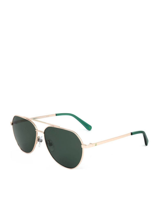 Benetton Unisex Γυαλιά Ηλίου με Ασημί Μεταλλικό Σκελετό και Πράσινο Φακό BE7034 402