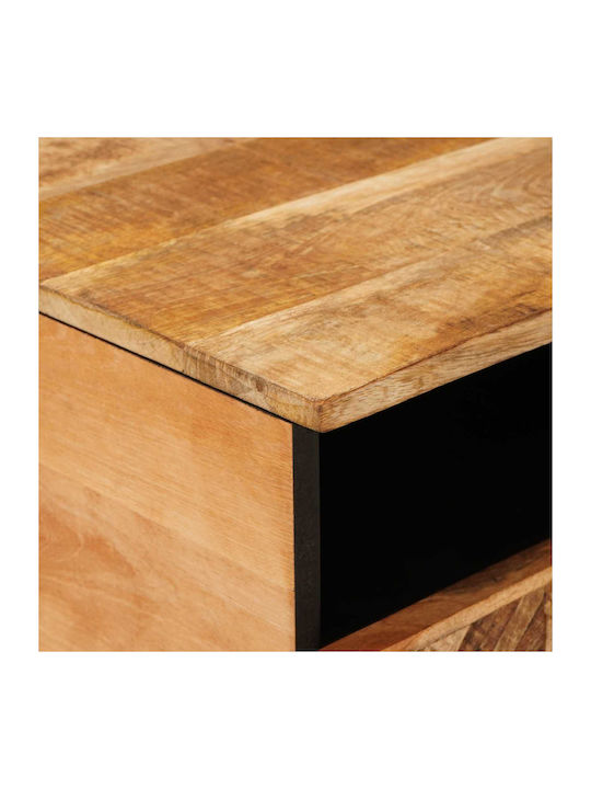 Rectangular Central Coffee Table Made of Solid Wood with Drawers Brown L80xW54xH40cm