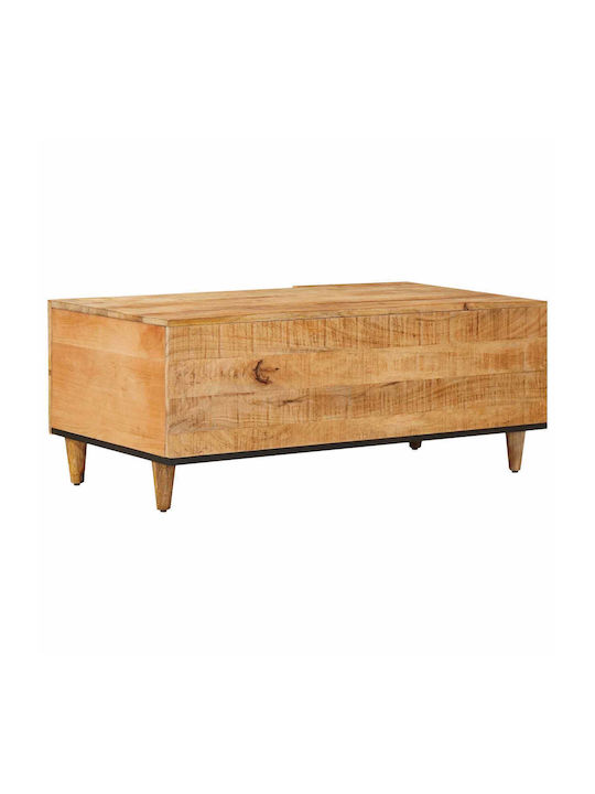 Rectangular Central Coffee Table Solid Wood Brown 100x54x40cm