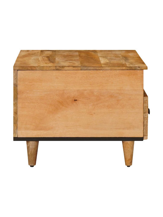 Rectangular Central Coffee Table Made of Solid Wood with Drawers Brown L80xW54xH40cm