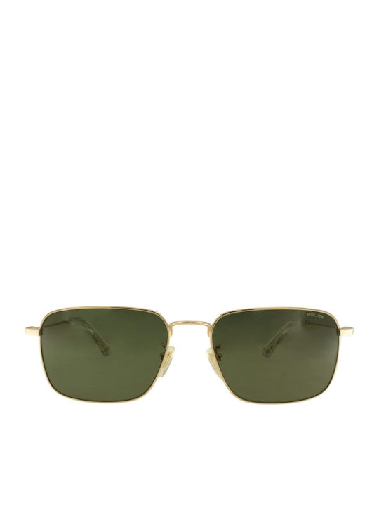 Police Unisex Sonnenbrille mit Silber Gestell und Grün Linse SPLR73 300K