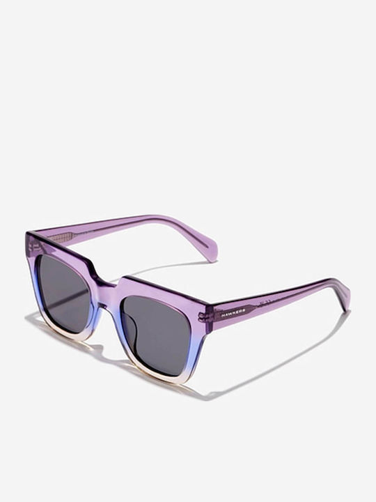 Hawkers Row X Unisex Sunglasses with Purple Metallic Frame and Gray Lenses