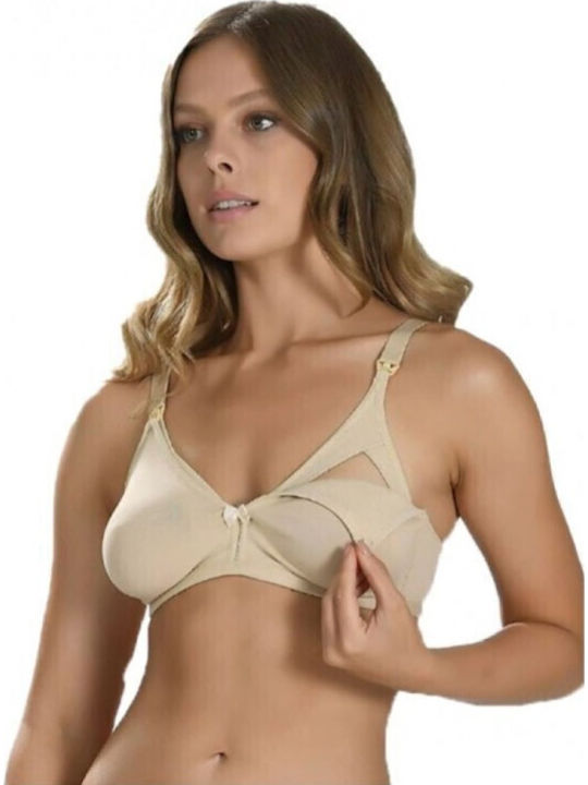 NBB Lingerie Βαμβακερό Σουτιέν Εγκυμοσύνης & Θηλασμού με Clips Μπεζ