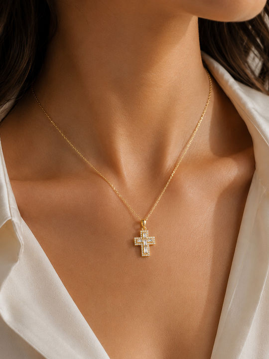 Ulysses Silber Byzantiner Kreuz aus 925er Silber mit Zirkon