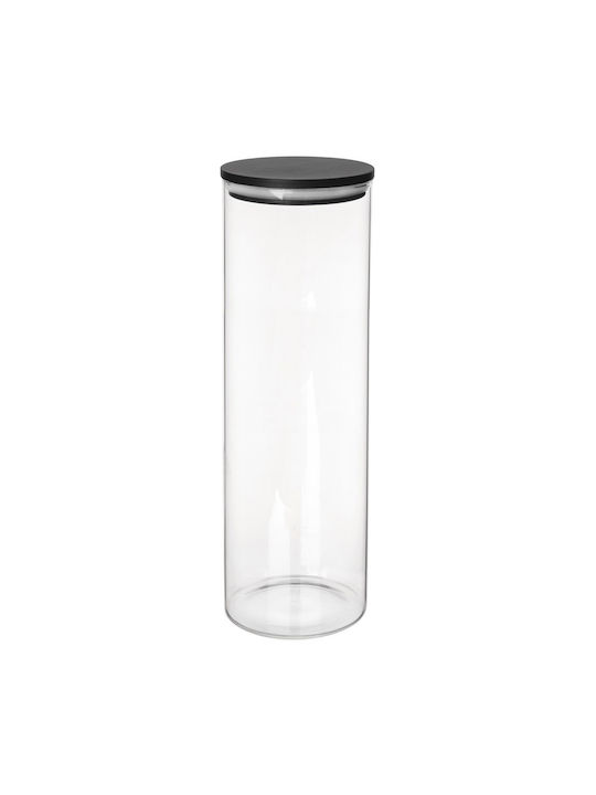 Orion Βάζο Ζυμαρικών με Καπάκι Γυάλινο Μαύρο 1500ml