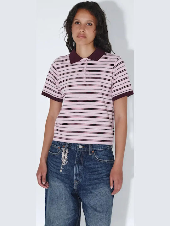 Γυναικεία Polo Μπλούζα Κοντομάνικη Ριγέ Pink Stripe