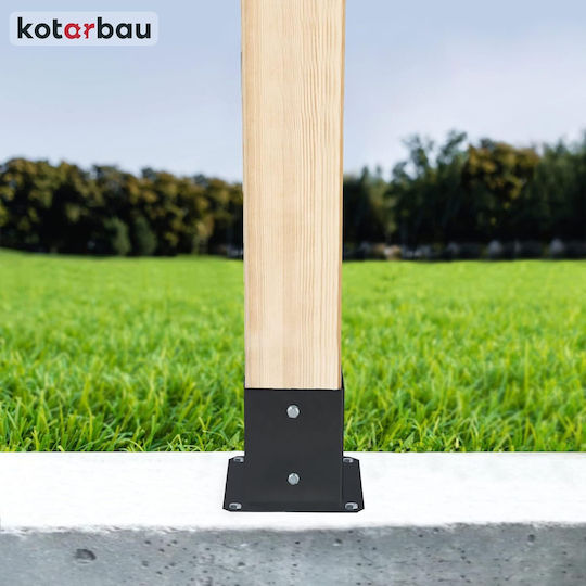 Wooden Post Base Screw-on Concrete Black Steel 50x50 Mm 2pcs