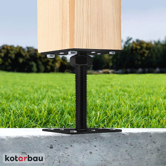 Kotarbau Suport Reglabil Din Oțel Cu Șurub Pentru Stâlp Ancoră Pergole Vânt M24 Filet Antracit 110 X 252 Mm Set 4 Bucăți