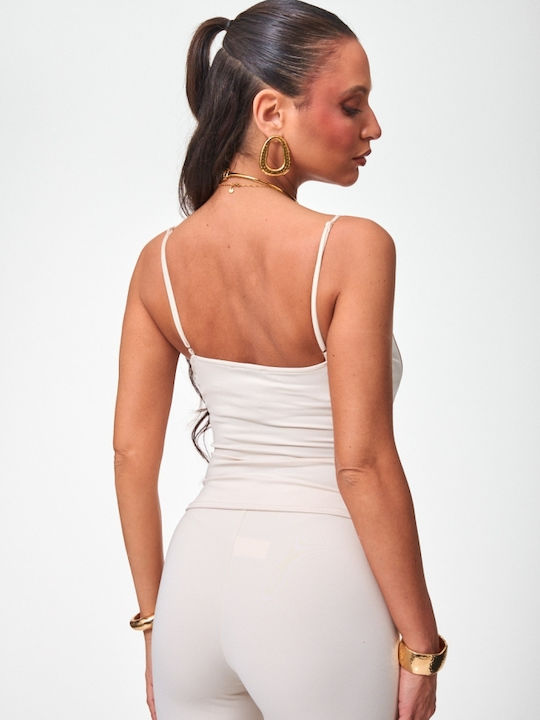 Women's Blouse with Lace Beige