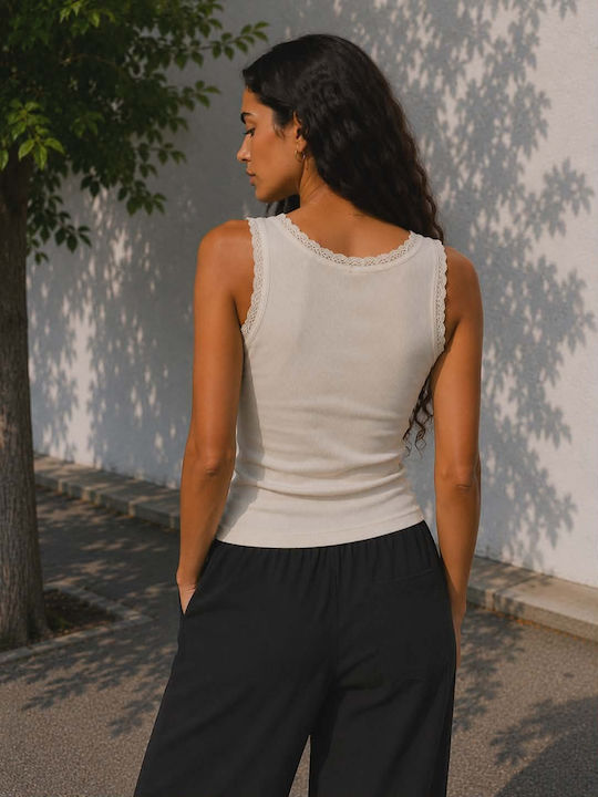 Women's Cotton Sleeveless Beige Blouse