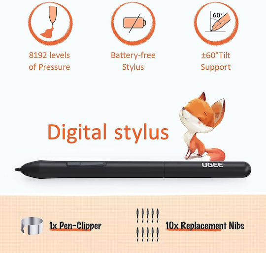 Ugee S640 Tabletă Grafică Pc Tabletă Digitală de Desen Stylus 8192 Niveluri Sensibilitate la Presiune 10 Taste Scurtătură Compatibil Windows Mac Linux Android