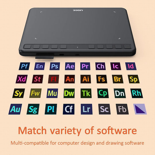 Ugee S640 Tabletă Grafică Pc Tabletă Digitală de Desen Stylus 8192 Niveluri Sensibilitate la Presiune 10 Taste Scurtătură Compatibil Windows Mac Linux Android