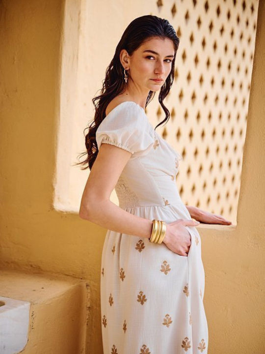 Rochie Maxi de Vară Ecru