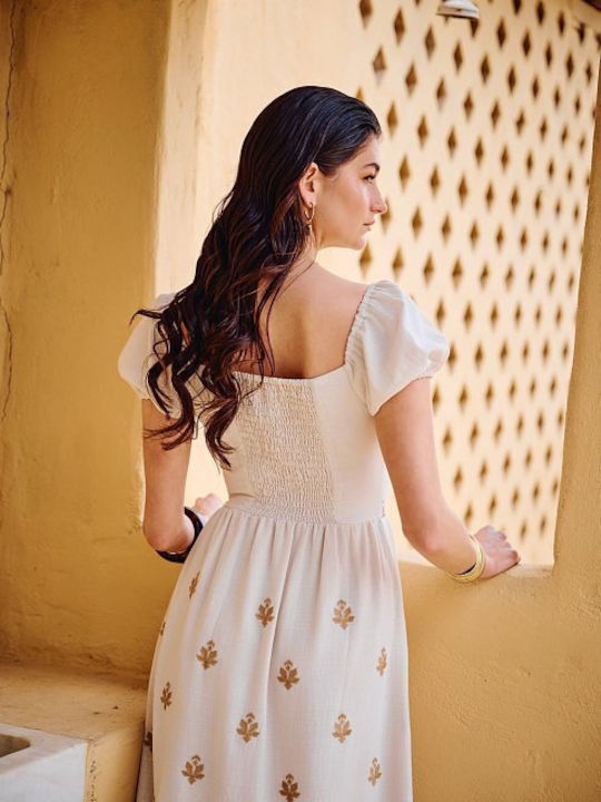 Rochie Maxi de Vară Ecru