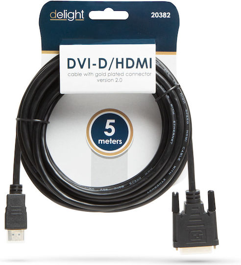 Alista Home DVI-D Male To HDMI Male Cable 5m Black GLB_20382